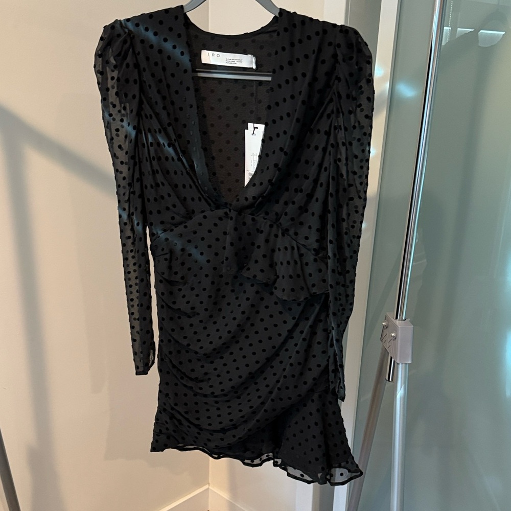 IRO Callagan Silk Dress – Black Polka Dot | Size 38 (FR)